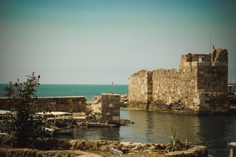 water, copy space, tour, built structure, harbor, clear sky, outdoors, horizon over water, byblos, day, the past, fort, 2K, castle, history, sea, beach