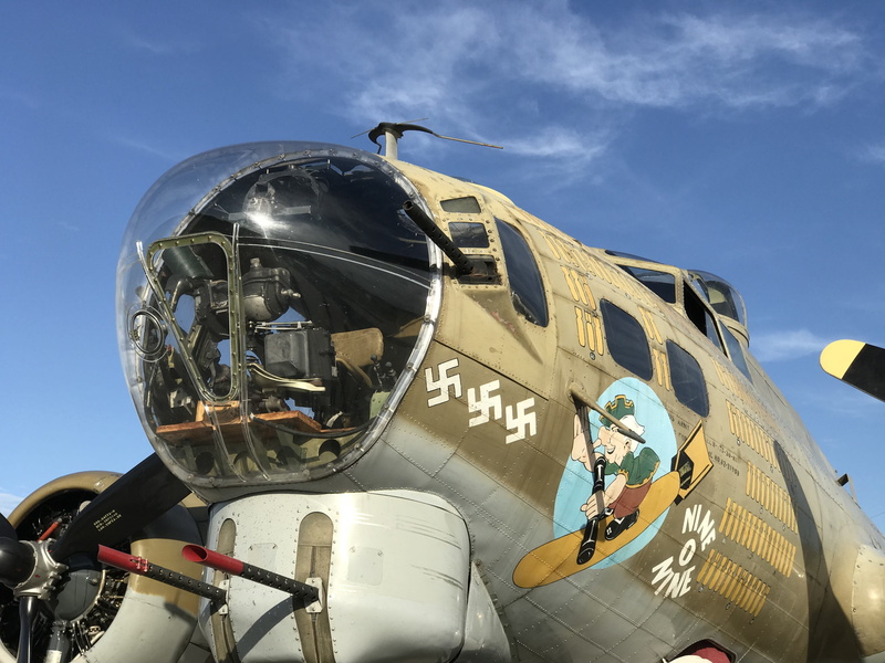 b-17, transportation, day, low angle view, plane, 4K, air vehicle, one person, airplane, mode of transportation, sky, ww2 bomber, blue, reflection, men