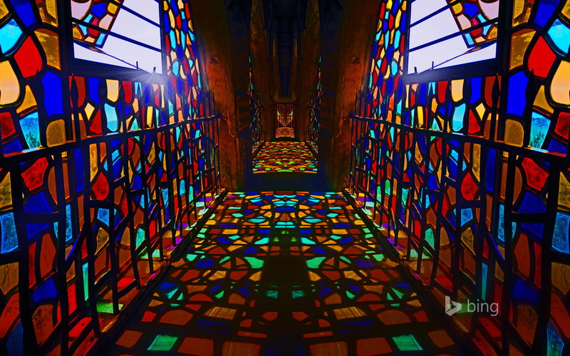 Deir El Qamar, Lebanon, castle Moussa, stained glass, 1080P, corridor, paint