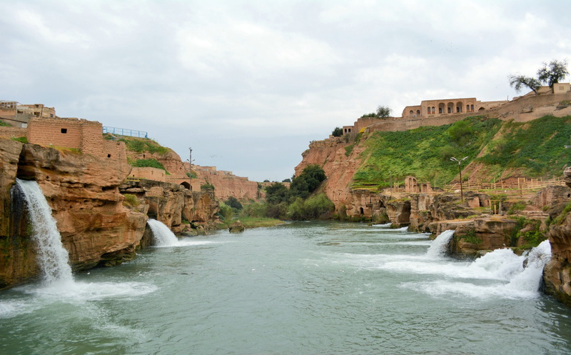 flowing water, scenics - nature, architecture, ancient waterfalls in khuzestan, motion, iran, cloud - sky, sky, the past, cliff, rock, 5200d, beauty in nature