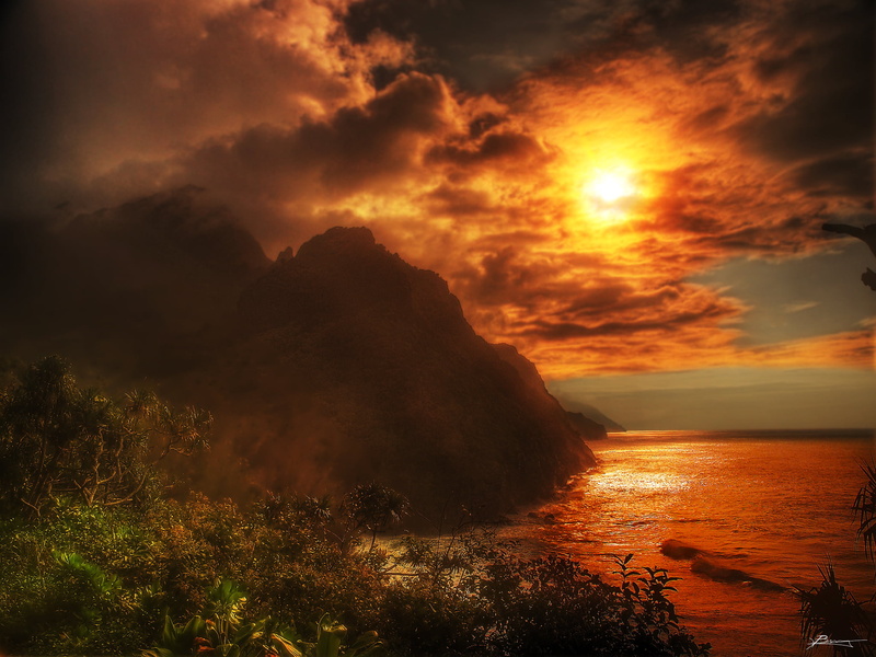 glimpse, golden, journey, time, imagination, nature, kauai  hawaii, valley, divine, dream, journey home, sky, vegetation, scenics, dusk, select, winter