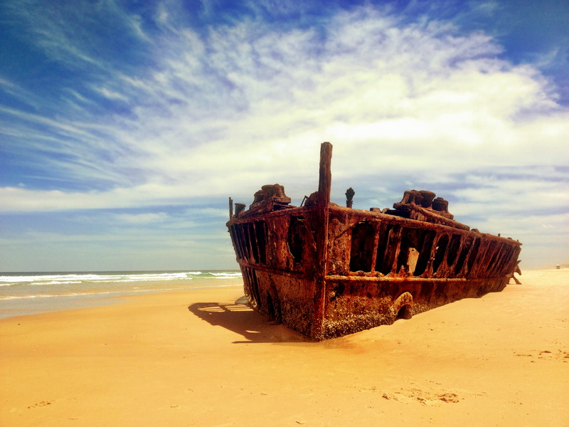 horizon over water, deterioration, ship, sand, beach, damaged, cloud - sky, nature, obsolete, outdoors, abandoned, nautical vessel, no people, sea, australia
