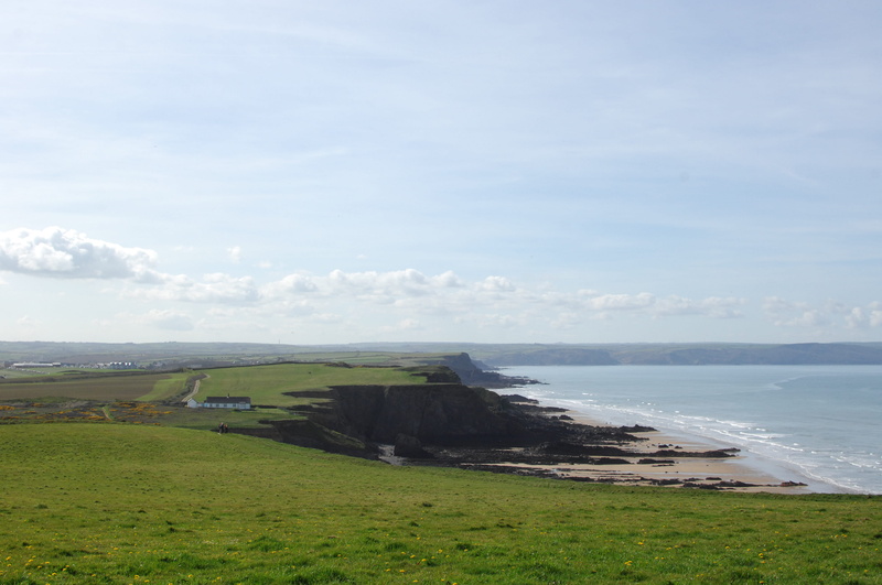 day, cornish coastline, cornwall, tranquil scene, beach, grass, scenics - nature, coast, beauty in nature, nature, water, no people, northcott mouth beach