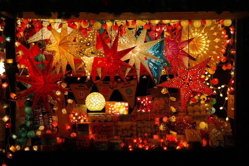 stand, bude, decoration, market, night, choice, christmas decorations, lanterns, variation, light, indoors, illuminated, lights, lichterkette, assorted
