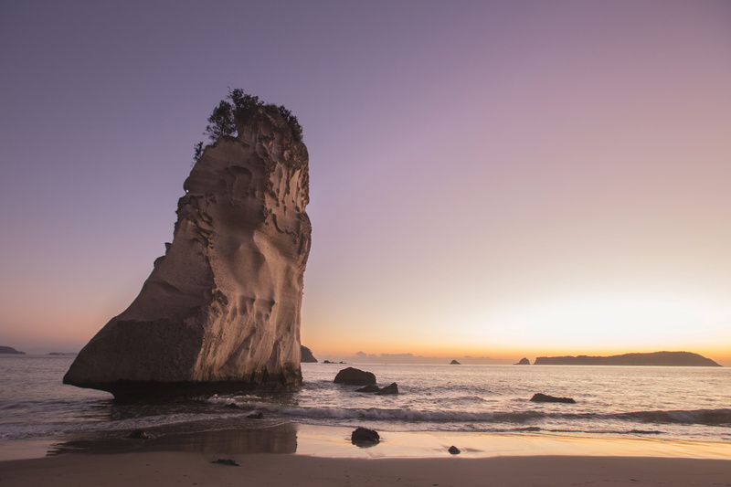 nature, non-urban scene, stone, new zealand, 5K, formation, stack rock, rock formation, coast, water, idyllic, ocean, beauty in nature, cove, solid, sunrise