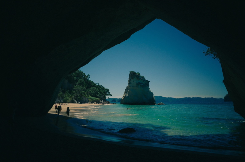 sky, marine reserve, new zealand, tropical, rock - object, ocean, tranquility, rock, 1080P, rock arch, no people, rock formation, natural arch, solid