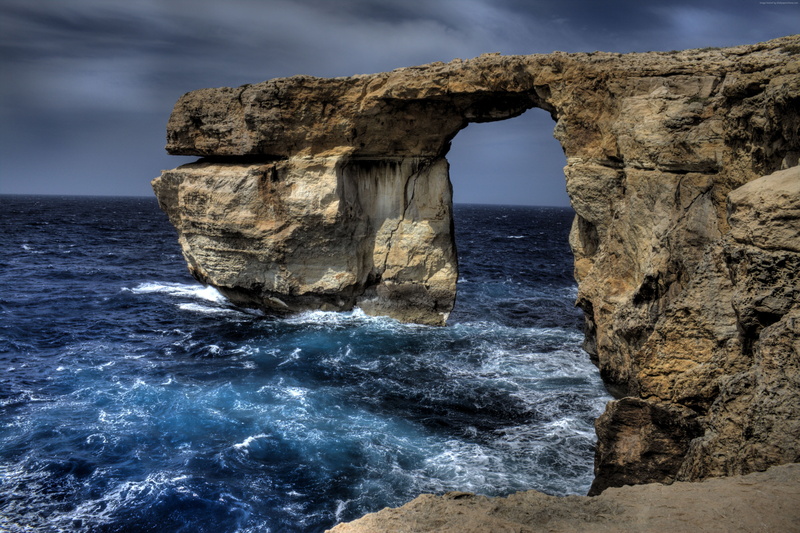rock formation, wave, stack rock, horizon over water, solid, Sea, horizon, water, tranquil scene, 4K, nature, ocean, beauty in nature, land, Malta, scenics - nature