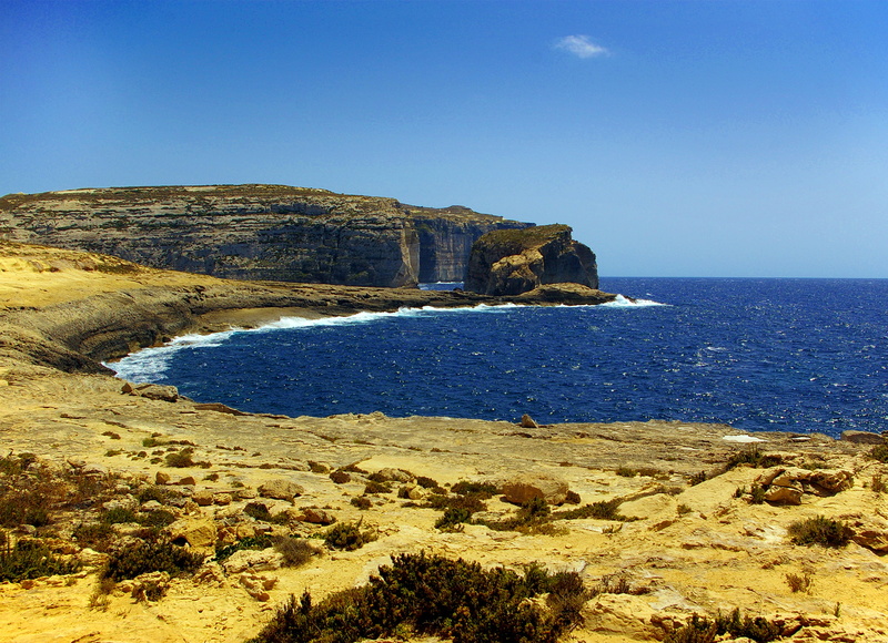 Gozo, rocks, Malta, sea, the sky, 1080P