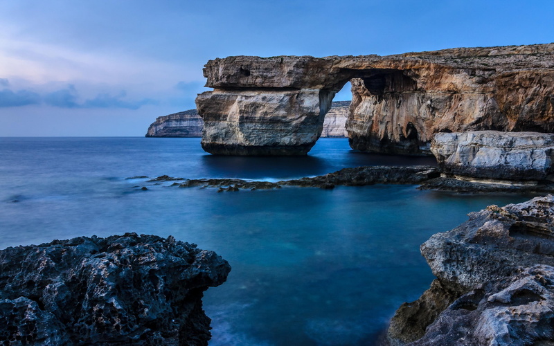 Dwejra Bay, 1080P, rock, formation, body, Gozo, water, Malta