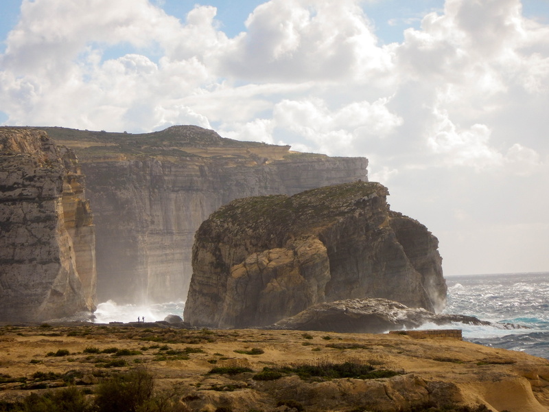 sky, rock - object, tranquil scene, cliff, non-urban scene, dramatic, outdoors, 4K, beach, spray, nature, solid, motion, malta, rock, gozo, cloud - sky
