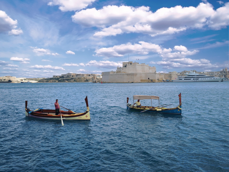 malta gozo, sky, birgu, transport, water, transportation, 4K, day, travel, fort st angelo, sea, waterfront, nature, cloud - sky, mediterranean, port il-kbir