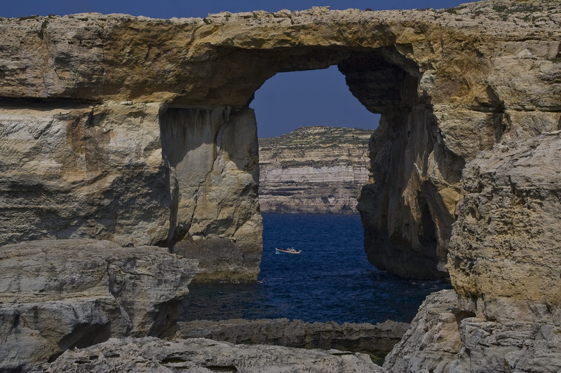 summer, land, nature, architecture, malta, eroded, blue, tranquility, scenics - nature, stone wall, rock - object, 2K, maltese, window, rock formation