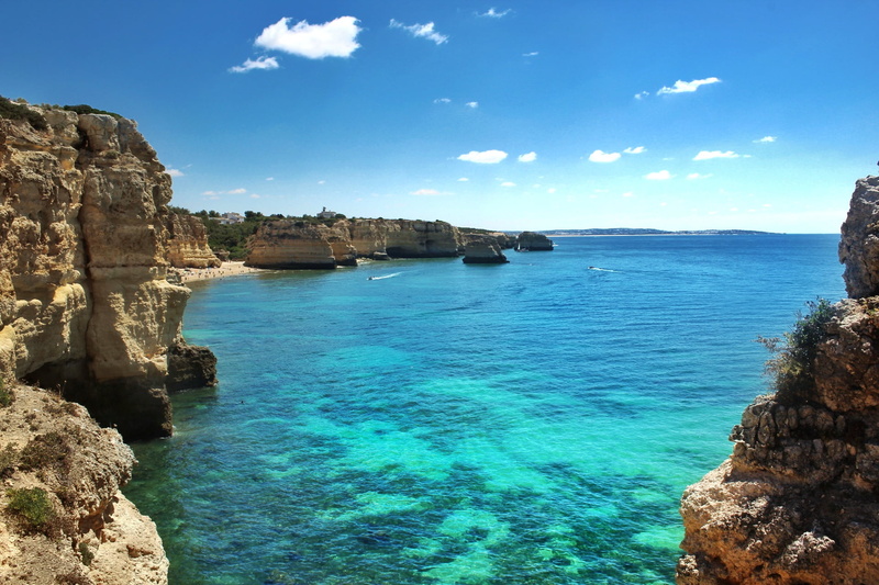 Portugal, Praia da Marinha, sea, Coast, rock, coastline, landscape, nature, rock - Object, cliff, vacations, scenics, mountains, Algarve, photo, ocean