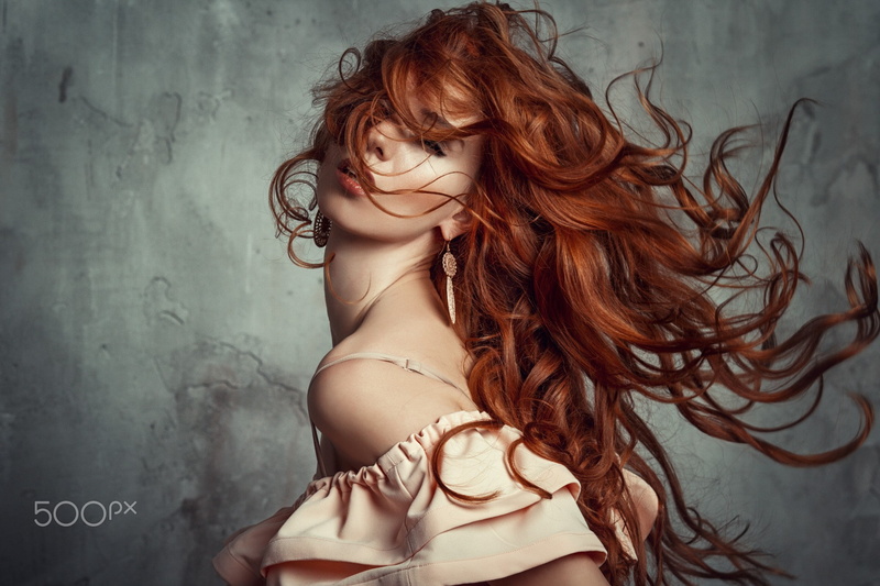 adult, 1080P, Liliya Nazarova, young adult, wind, hair in face, young women, beautiful people, one person, hairstyle, windy, fashion, dyed red hair, dark eyes