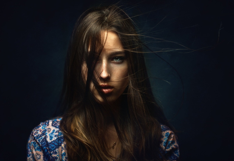 tousled hair, portrait, young adult, close-up, hair, wind, beauty, contemplation, 500px, brown hair, long hair, indoors, human hair, model, beautiful woman