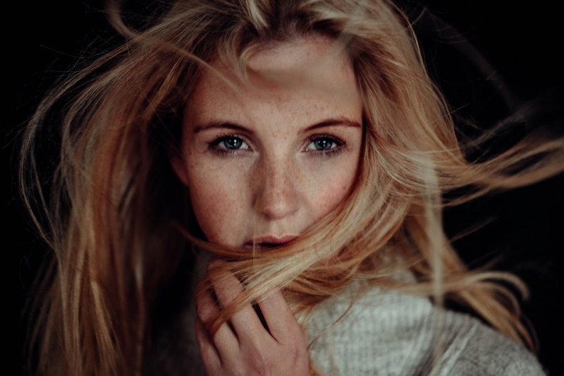 headshot, long hair, portrait, adult, tousled hair, blonde, women, hairstyle, human hair, blond hair, contemplation, close-up, face, hair in face, looking at viewer