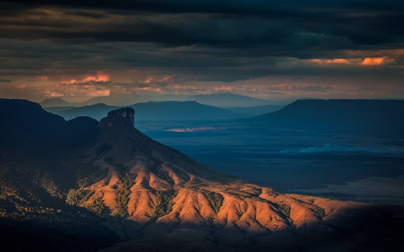 sunset, landscape, nature, mountain, forest, valley, 2K, venezuela, mist, tropical