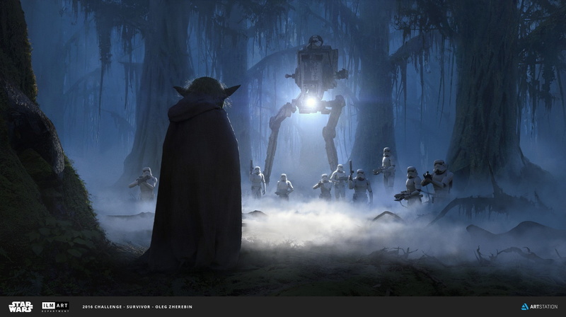 Star Wars, AT-ST, Yoda, science fiction, 1080P, Storm Troopers, artwork