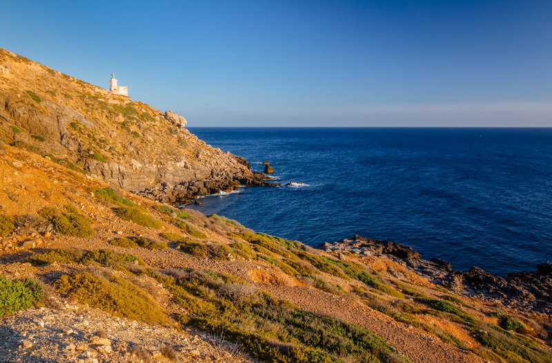 near, 4K, Tokina, brown mountain, rock - Object, blue, Manfrotto, coastline, body, body of water, scenics, Nik, sea, blue skies, lighthouse, mountain