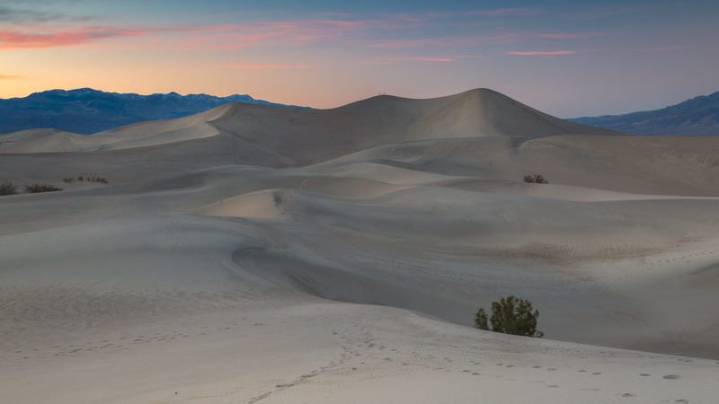 sunrise, footprints, arid climate, golden, land, mountain range, travel, no people, tranquil scene, sand dune, scenics - nature, desert, twilight, climate