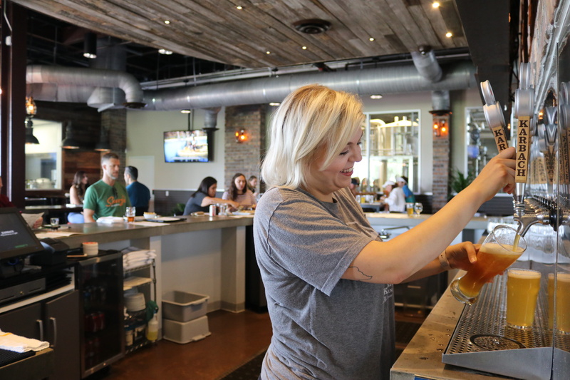 customers, 5K, indoors, one person, beer, business, young adult, incidental people, glass, woman, people, adult, employee, waist up, alcoholic beverage