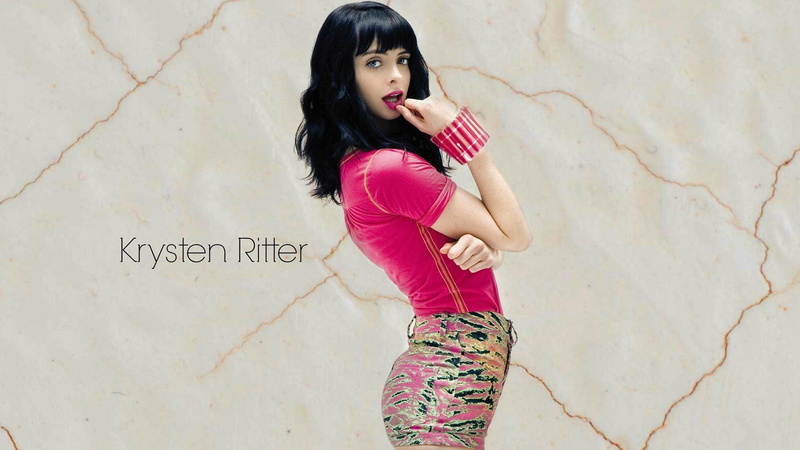 dark hair, women, 1080P, pink, Krysten Ritter