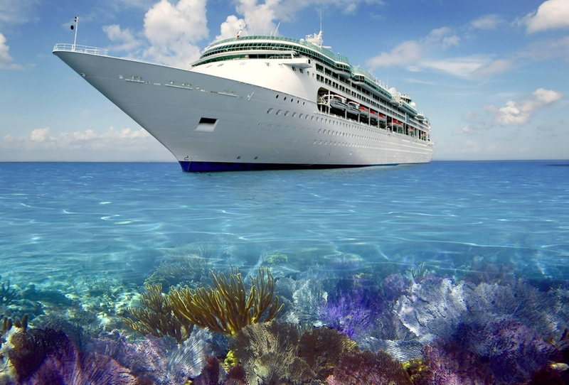 ocean, reef, coral, boat, fantasy, cruise, liner, 1080P, exotic, white, tropical, holiday, lagoon, ship, paradise