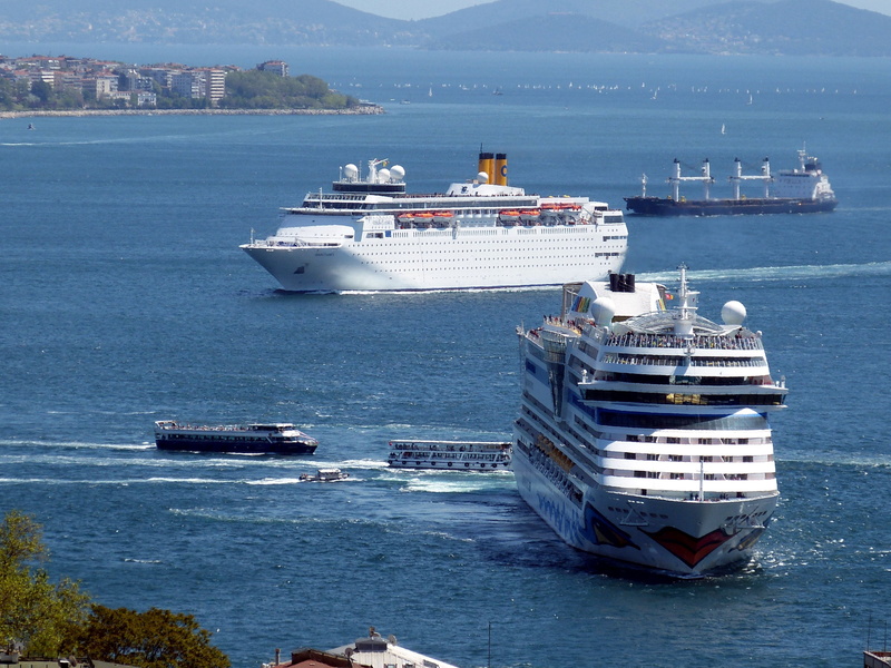 mode of transportation, view, travel, white, cruise ship, harbor, two, ship, outdoors, marmameer, water, sailing, body, istanbul, passenger craft, luxury