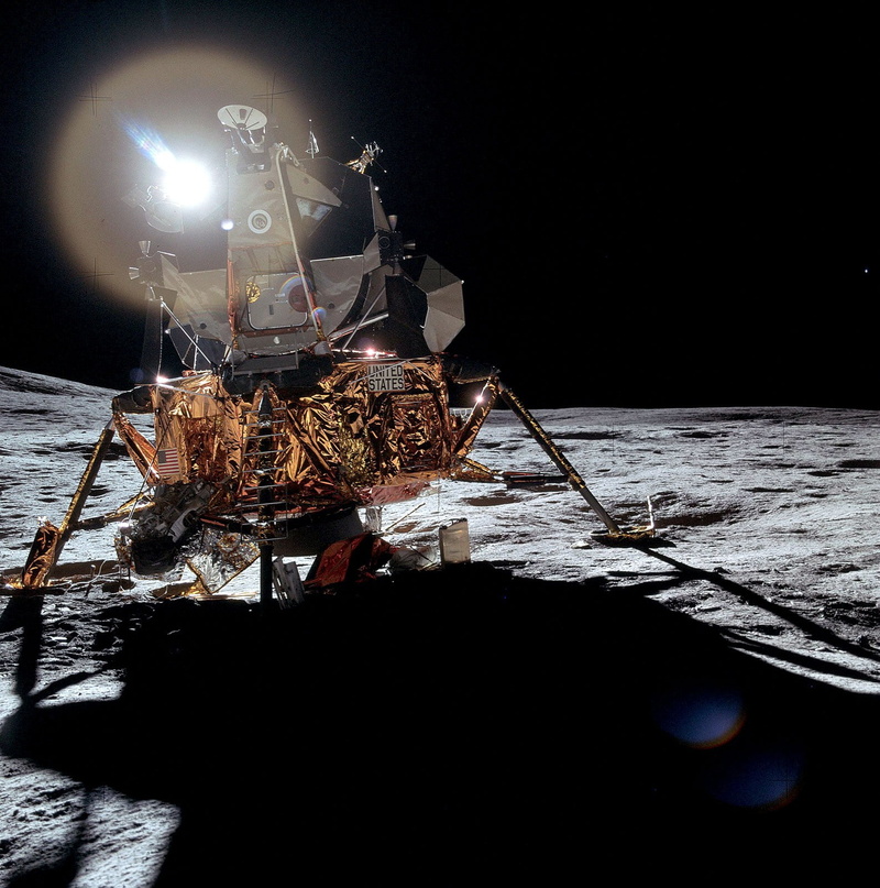 Moon, tranquility, ship, Apollo, reflection, night, lighting equipment, illuminated, sea, beauty in nature, industry, copy space, 720P, nature, mode of transportation