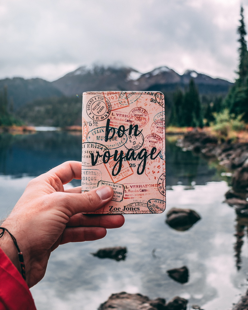 money, bon voyage, bon, water, real people, passport holder, mountains, nature, bottle, one person, finger, calligraphy, leather, lake, text, bi, fold