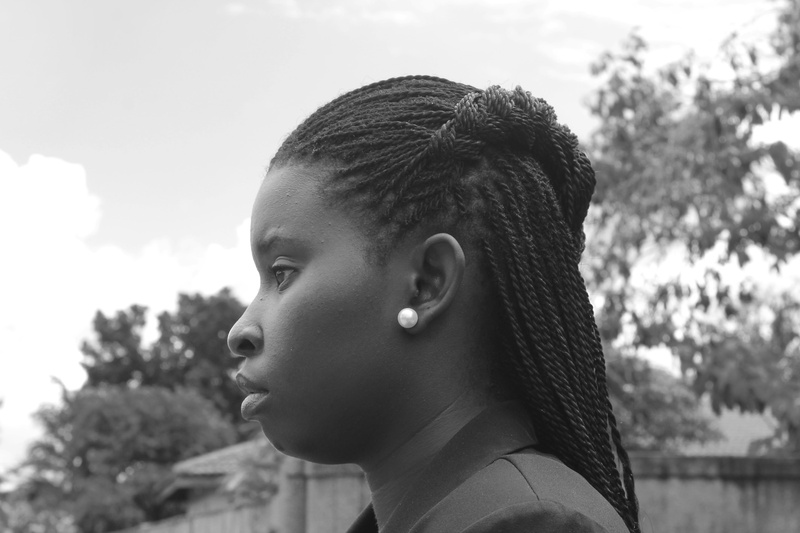 contemplation, woman, headshot, african, leisure activity, profile view, grayscale, studio, childhood, black, female, Profile, young, child, one, looking