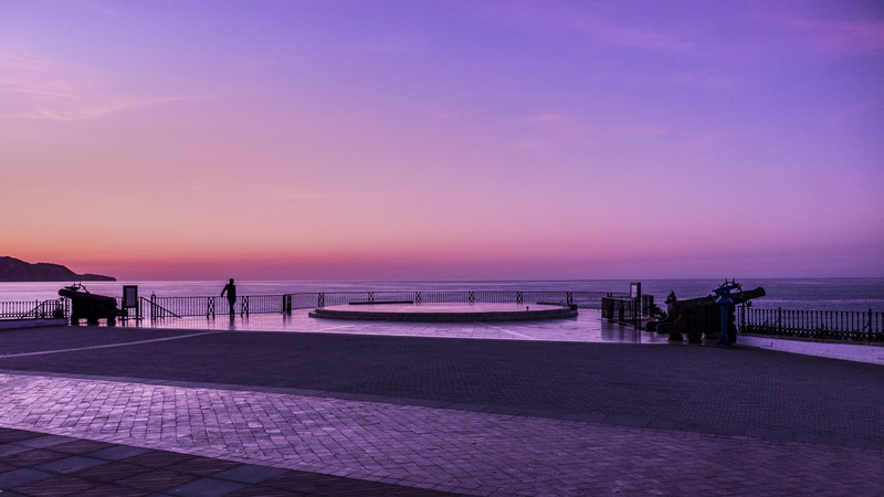 travel, tranquil scene, beauty in nature, pier, water, dusk, nature, balcón de europa, beach, tranquility, Dawn, horizon over water, travel destinations