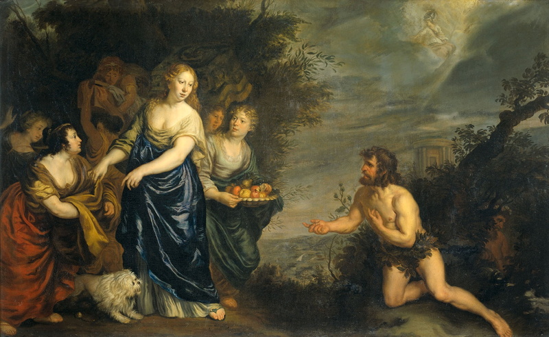 Odysseus and Nausicaa, Joachim von Sandrart, picture, oil, canvas, mythology, 1080P