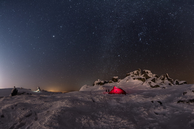 tent, snow, 1080P, landscape, stars, mountains