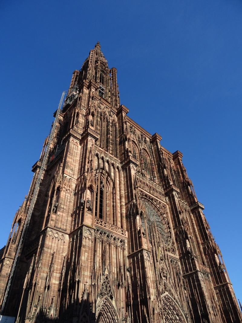 spirituality, strasbourg, ancient civilization, tourism, cathedral, place of worship, low angle view, architecture, france, history, clear sky, sky, belief