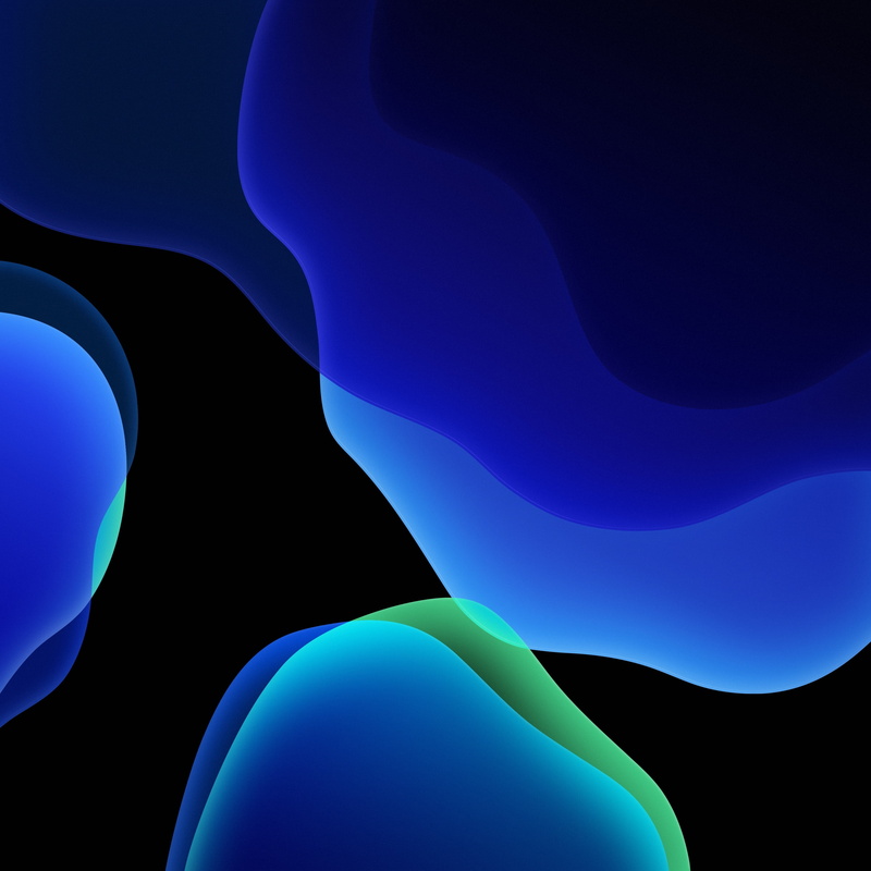 2K, iOS 13, dark, background, blue