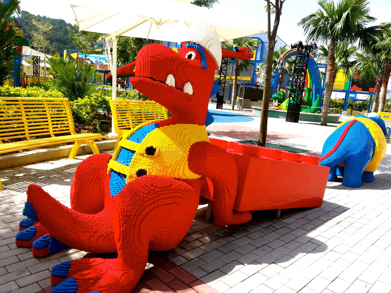 built structure, plant, outdoor play equipment, Legoland, playing, representation, Legoland Malaysia, multi colored, animal representation, kids, fun, palm tree