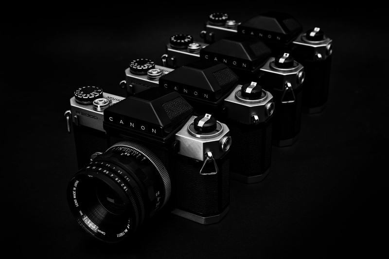 no people, photography, lens - optical instrument, lens - eye, photo, retro styled, digital camera, four, camera - photographic equipment, canon, black and white