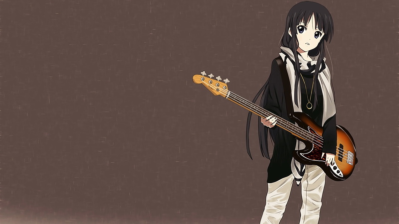 anime girls, K-ON!, guitar, 1080P, musical instrument, front view, three quarter length, anime, artist, music, playing, performance, musical instrument string