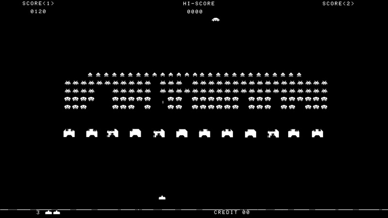 games, space, 1080P, invaders, retro, white, black