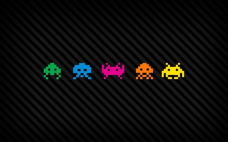 variation, close-up, choice, toy, technology, Space Invaders, studio shot, indoors, vintage, in a row, video games, Pixels, opportunity, Aliens, Colorful