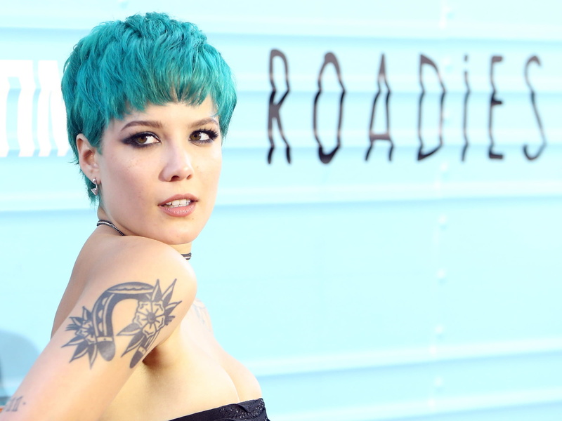 American, Singer, Halsey, Tattoo, Singers, Halsey (Singer), 1080P, Short Hair, Blue Hair