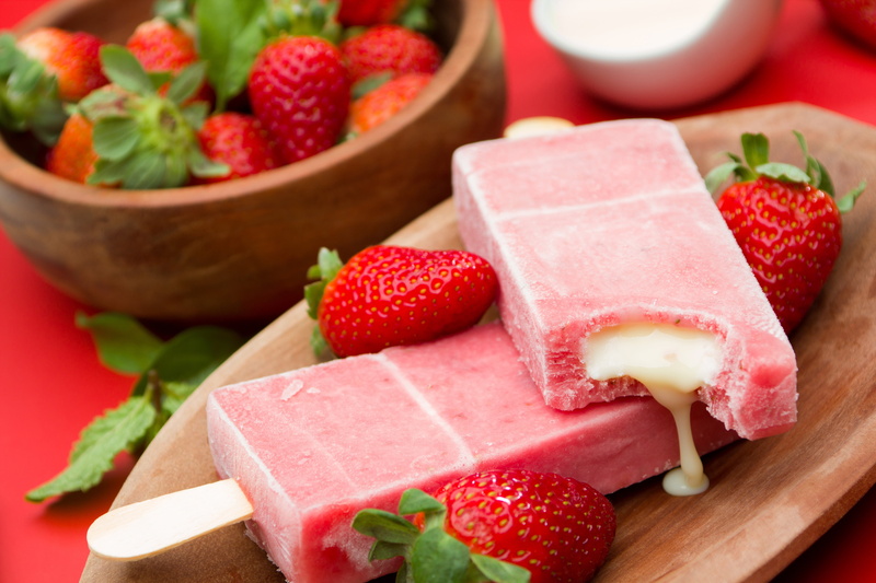 fruit, close-up, food, frozen, bowl, red, indoors, popsicle, strawberry, dairy product, dessert, sweet food, 5K, ice cream, strawberry ice cream, berry fruit