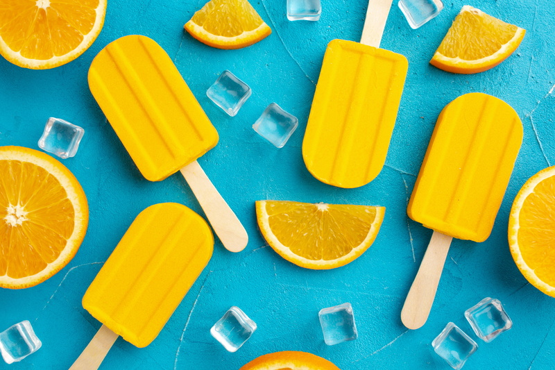 background, Popsicle, ice cream, slices, oranges, 5K, orange, ice cubes