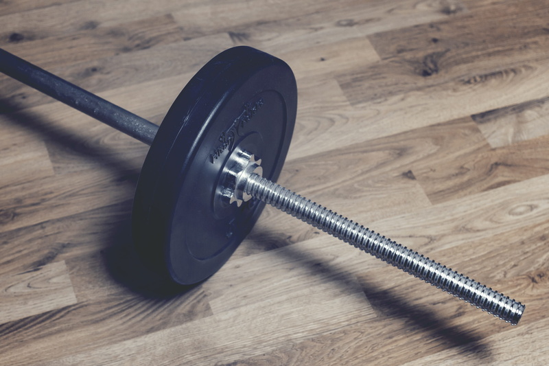 equipment, gray, hardwood, 4K, wood - material, dumbbells, exercise, hardwood floor, sports training, dumbbell, high angle view, table, strength, weight training