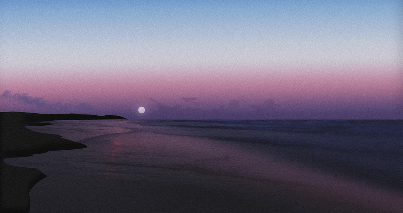 landscape, sunset, dark, sea, 8K, pink, nature, sky, purple, digital art, brush, illustration, Color Burst, Sun, purple background