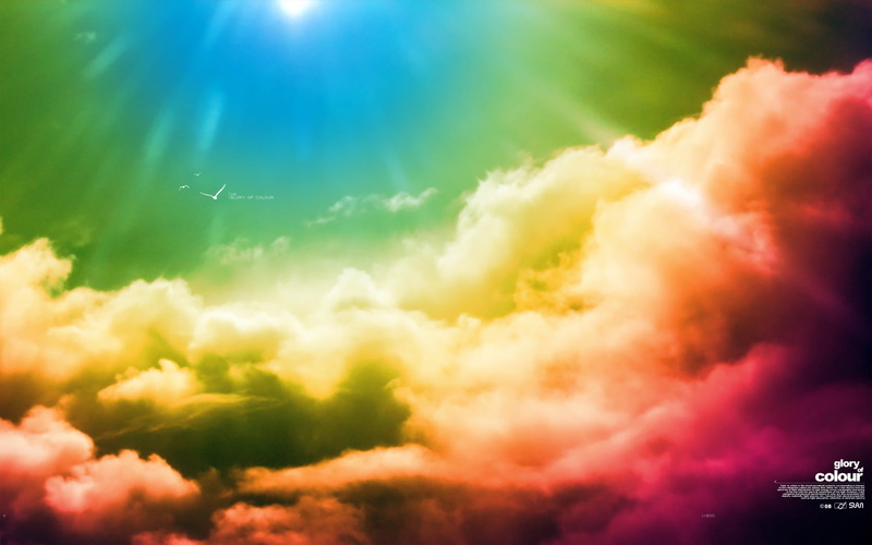 Color Burst, sky, digital art, light effects, 720P, clouds, colorful