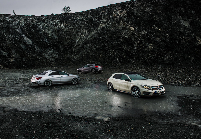 wet, mode of transportation, tree, transportation, day, no people, plant, road, A45 AMG, water, land vehicle, outdoors, CLA45 AMG, 4MATIC, vehicles, motor vehicle