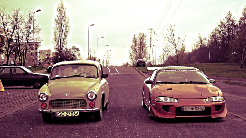 roads, tuning, mitsubishi, caro, syrena, polonez, 1080P, streets, poland, cars, eclipse, polish