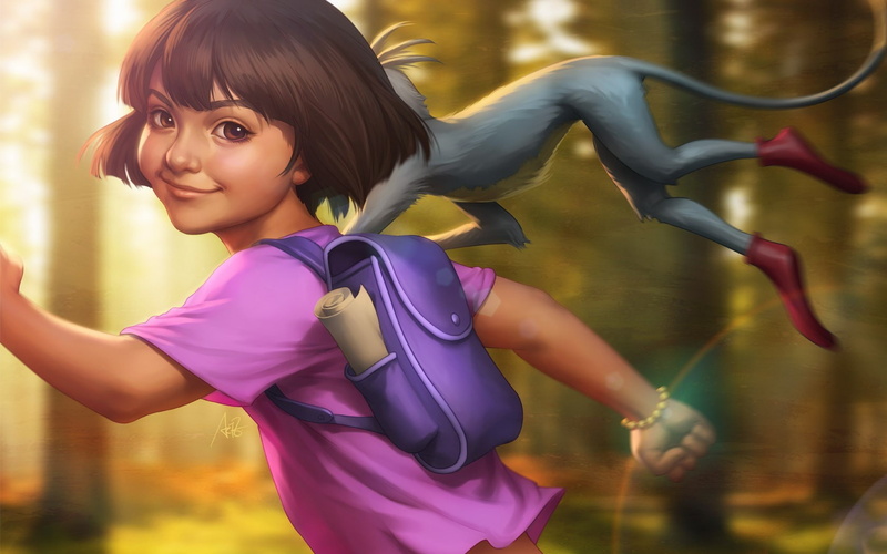 720P, dora dora the explorer pink monkey forest trees